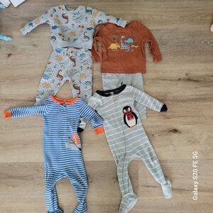 Kids One Piece Set - Striped Blue, Gray, and Brown